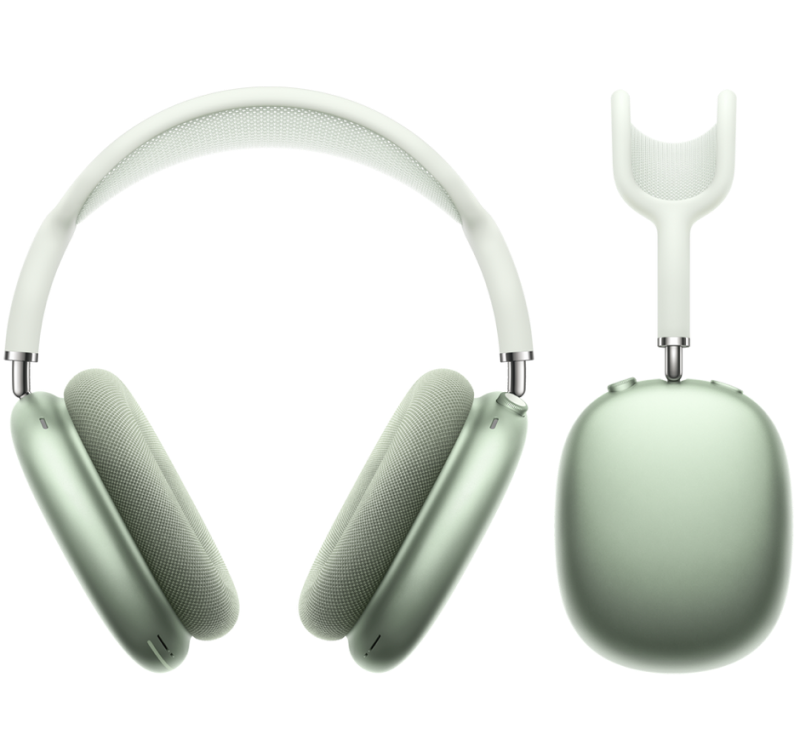 green headphones